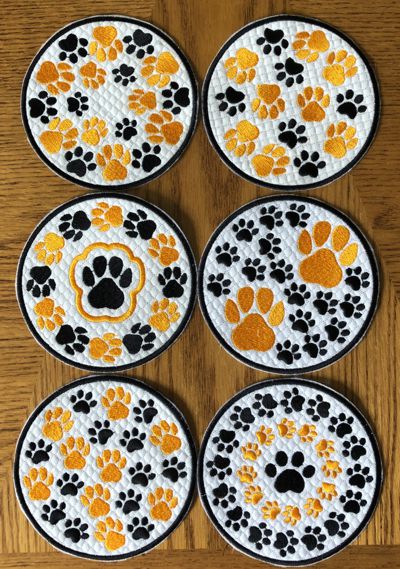 Paw Print Coasters In-the-Hoop (ITH)