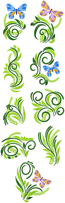 Butterflies in the Spring Grass Set of 9 Machine Embroidery Designs