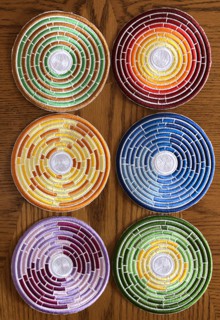 Discus Coasters In-the-Hoop (ITH) Set of 6 Machine Embroidery Designs