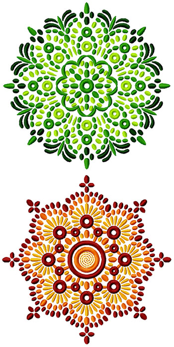 Red and Green Mandala Set