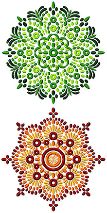 Red and Green Mandala Set