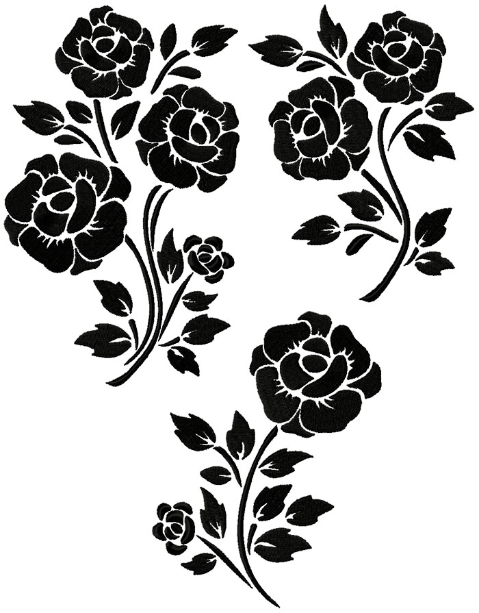 Rose Silhouette Set Machine Embroidery Designs