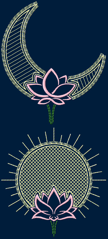 Lotus Moon and Sun Set
