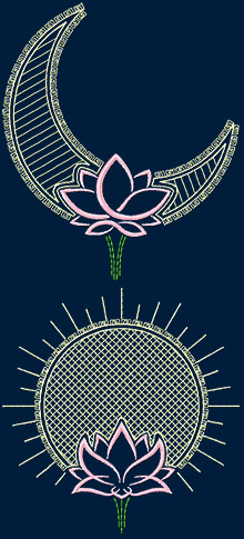 Lotus Moon and Sun Set Machine Embroidery Design