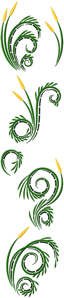 Green Grass Swirl Set Machine Embroidery Design