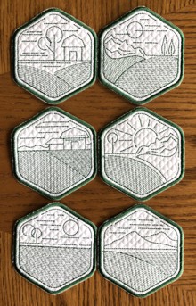 Rustic Scenery Coasters In-the-Hoop (ITH) Set of 6 Machine Embroidery Designs