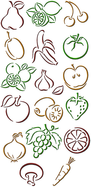 One-Color Fruits and Vegetables Set