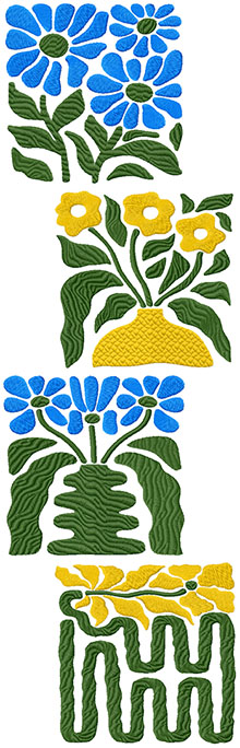Spring Flower Panel Set Machine Embroidery Design