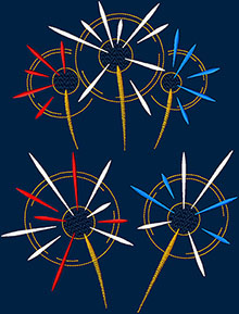 Fourth of July Firework Set Machine Embroidery Design