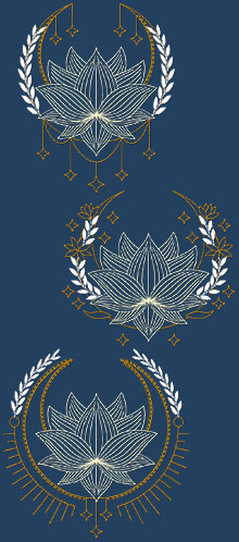 Crescent Lotus Set Machine Embroidery Design