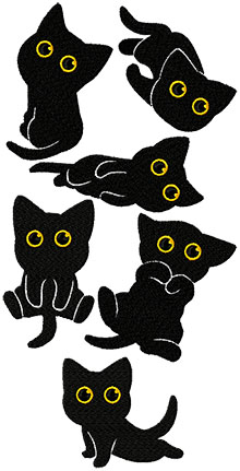 Black Kitties Set Machine Embroidery Design
