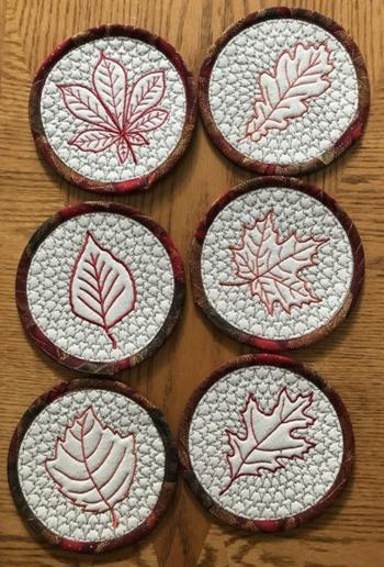 Quilted-in-the-Hoop Fall Coasters Set