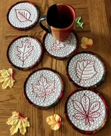 Quilted-in-the-Hoop Fall Coasters Set