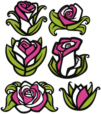 Art Nouveau Rose Applique Set
