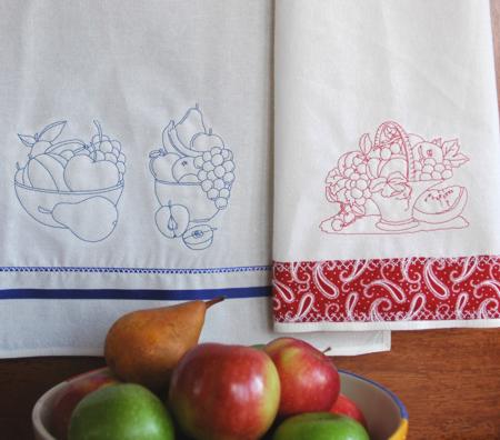 Fruit Baskets Borders Apples Grapes for Kitchen 123 repo Embroidery Transfer 