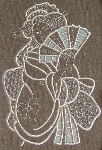 Geisha with Fan Cutwork design image 4