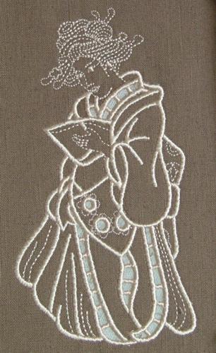 Geisha with Book Cutwork design image 4