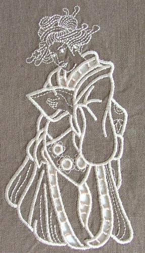 Geisha with Book Cutwork design image 5