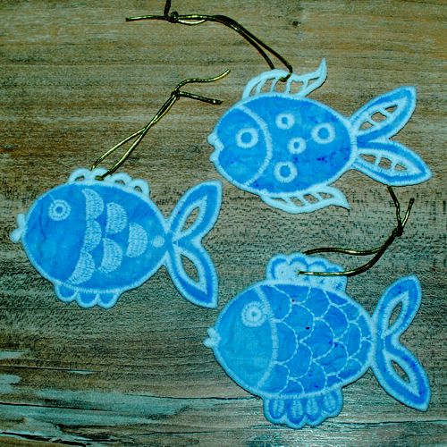 Advanced Embroidery Designs - Freestanding Cutwork Fish Ornament Set