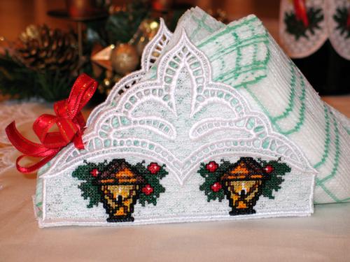 Christmas Bowl, Doily, Napkin Holder and Bottle Apron Set image 8