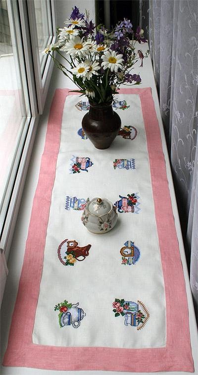 Table Runner with Kitchen Miniatures image 1