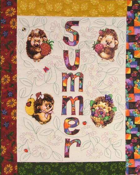 Hedgehog Summer Wall quilt for Nursery with machine embroidery designs image 7