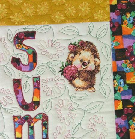 Hedgehog Summer Wall quilt for Nursery with machine embroidery designs image 9
