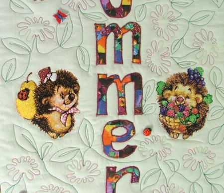 Hedgehog Summer Wall quilt for Nursery with machine embroidery designs image 12