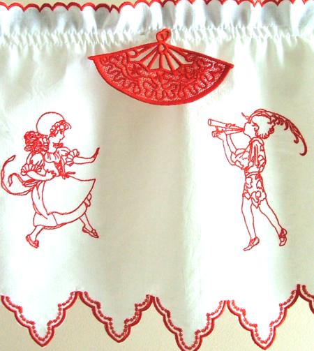 Shelf Valance with Redwork image 5