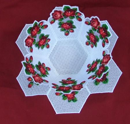 Organza Rose Trellis Bowl and Doily Set image 2