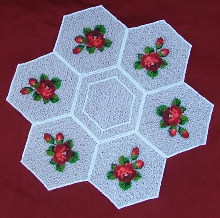 Organza Rose Trellis Bowl and Doily Set image 3