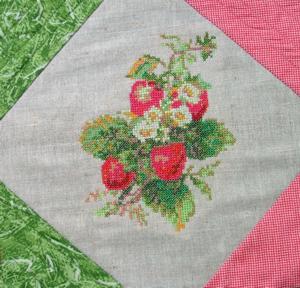 Quilted Summer Tabletop with Strawberry Embroidery image 3