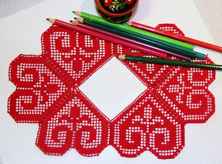 Christmas Star Doilies with Crochet Lace Hearts image 8
