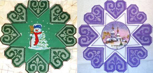Christmas Star Doilies with Crochet Lace Hearts image 1