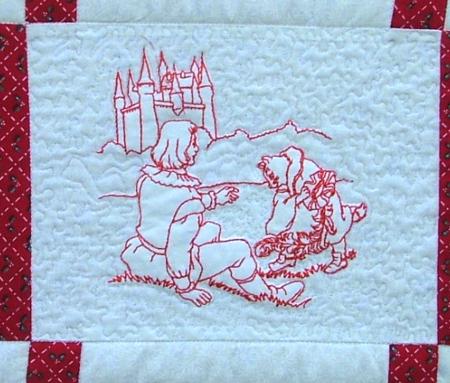 Fairy Tales Redwork Quilt image 14
