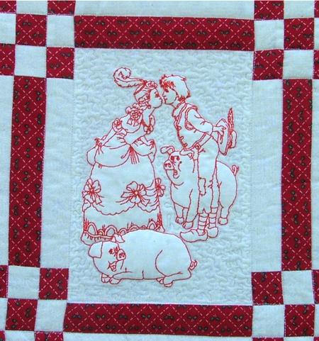 Fairy Tales Redwork Quilt image 15