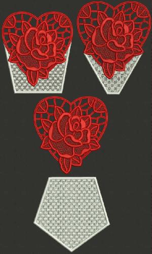Valentine Rose Bowl and Doily Set image 1