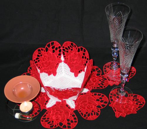 Valentine Rose Bowl and Doily Set image 8