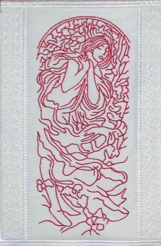 Seasons by Alphonse Mucha Redwork Quilt Blocks image 2