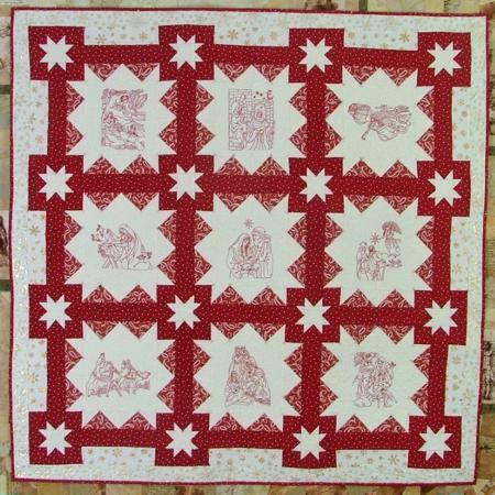 Nativity Redwork Quilt image 1