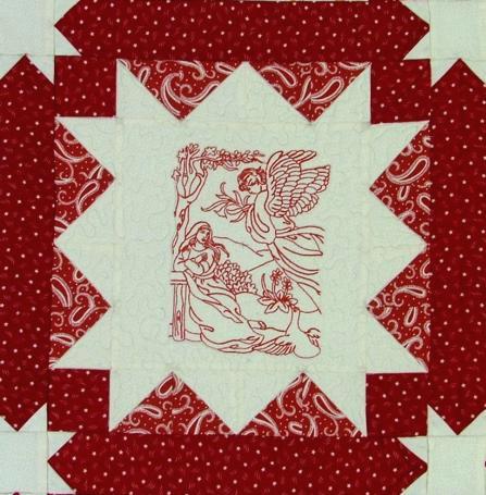 Nativity Redwork Quilt image 15