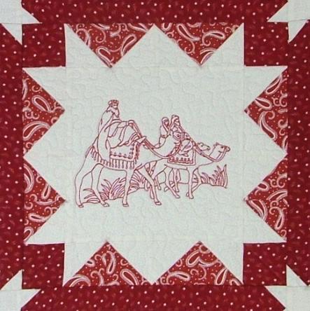 Nativity Redwork Quilt image 18