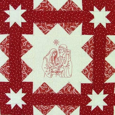 Nativity Redwork Quilt image 16