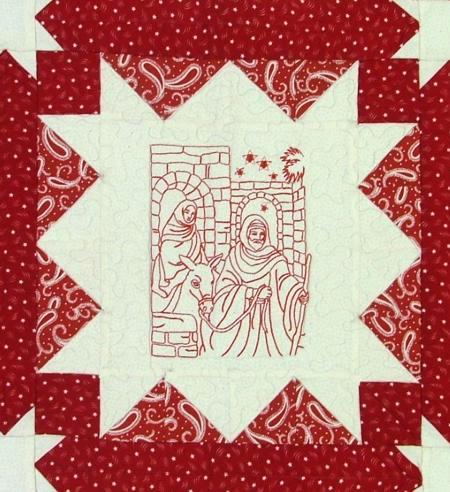 Nativity Redwork Quilt image 20