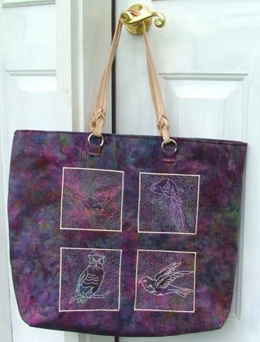 Tote Bag with Bird Quilt Blocks image 1