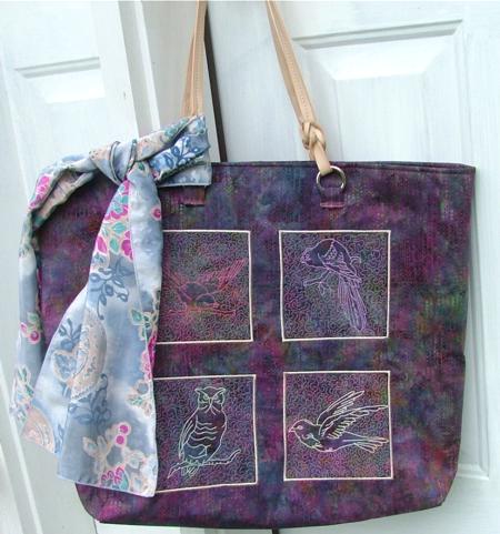 Tote Bag with Bird Quilt Blocks image 9