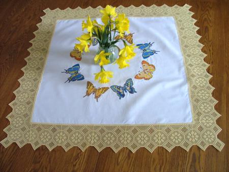Butterfly Table Topper with Crochet Lace image 1