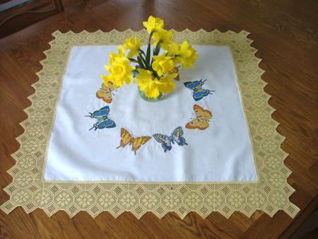 Butterfly Table Topper with Crochet Lace image 6