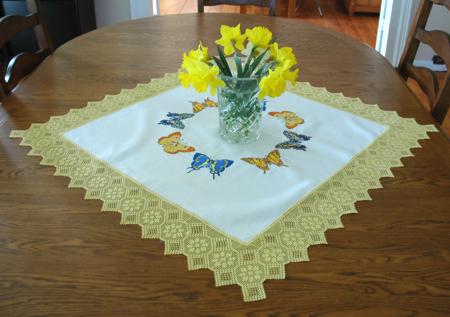 Butterfly Table Topper with Crochet Lace image 2