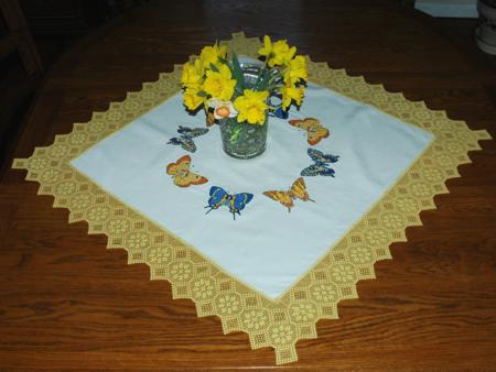 Butterfly Table Topper with Crochet Lace image 7